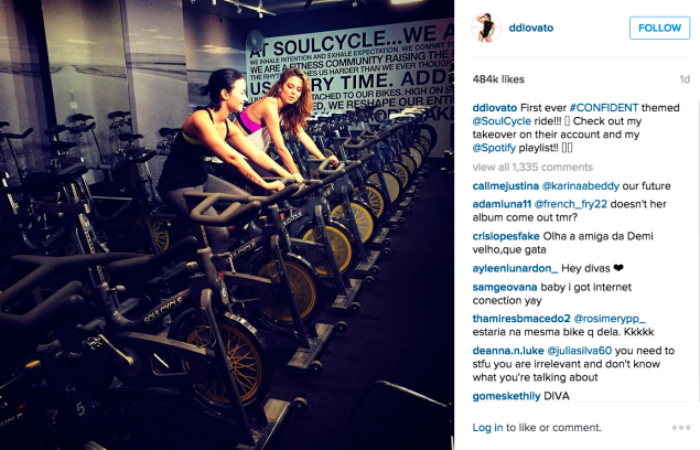 Demi Lovato rode at SoulCycle. (Photo: Instagram/Demi Lovato)