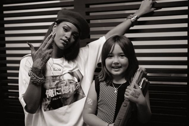 Rihanna showing off some Bang Bang work (Photo: Courtesy Harper's Collins).