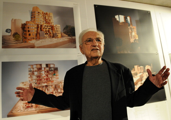 Canadian architect Frank Gehry unveils his latest structrual entity in Sydney on December 16, 2010. Gehry, 81, said the 150 million USD business school at Sydney's University of Technology, would "generate some questions" but he was confident the wrinkly tree-house design would ultimately be embraced. The 11-storey building, which will begin construction in 2012 on the university's existing campus, will be Gehry's only Australian design. AFP PHOTO / Torsten BLACKWOOD (Photo credit should read TORSTEN BLACKWOOD/AFP/Getty Images)
