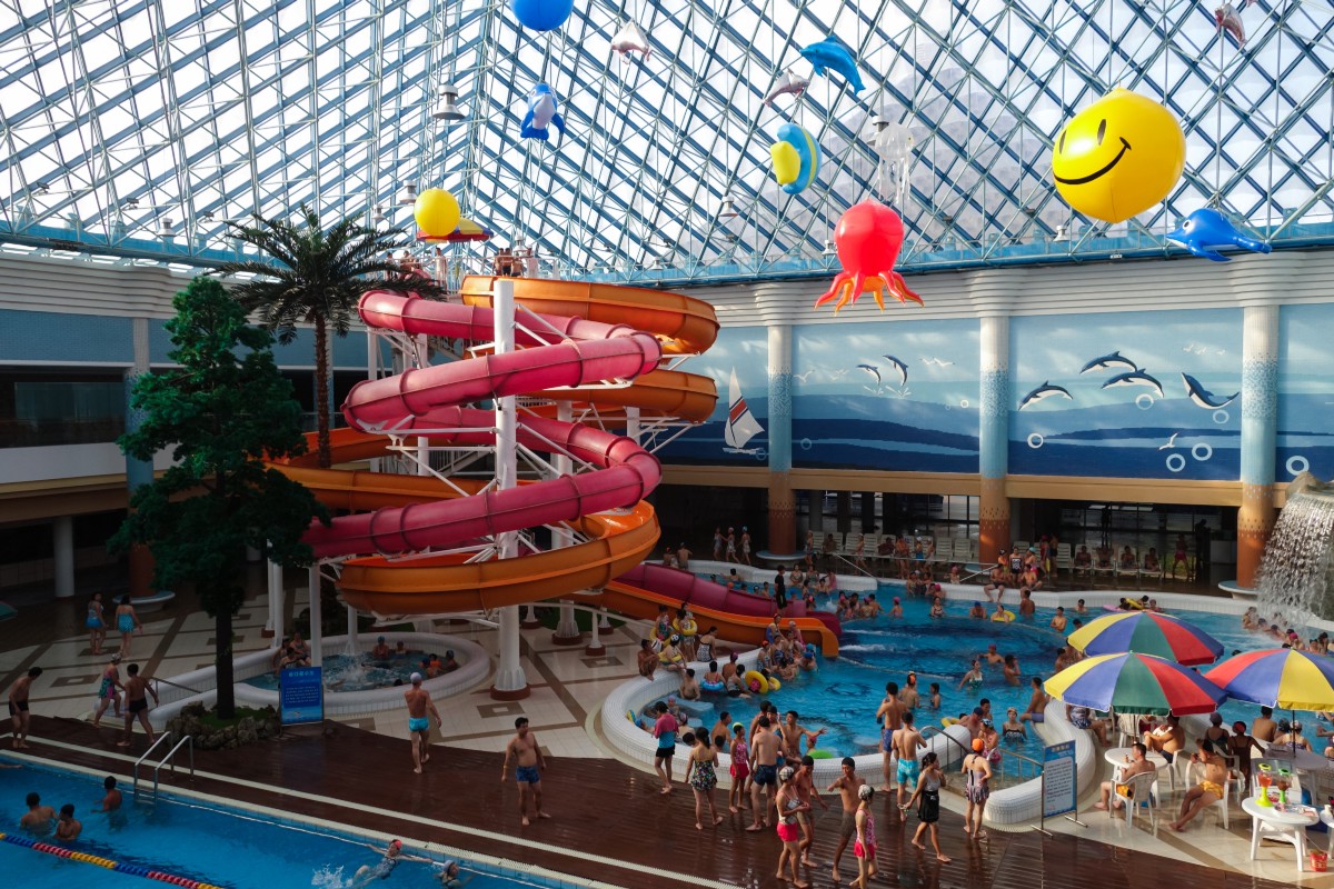 An enormous water park in Pyongyang