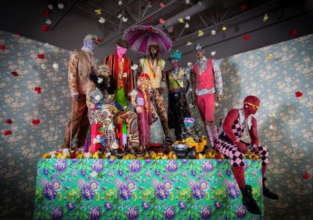 Ebony G. Patterson, Swag Swag Swag (from the Out and Bad series) installation view, John Michael Kohler Arts Center, 2011-14. (Photo: Courtesy of the artist and Monique Meloche Gallery, Ill. Photo by John Michael Kohler Arts Center)