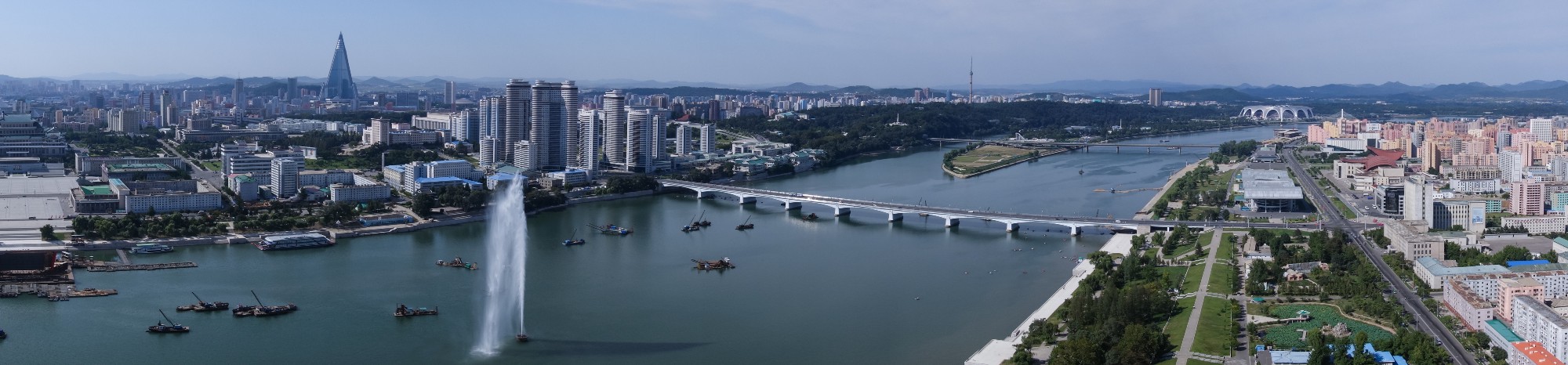 Taedong River as seen from the top of Juche Tower