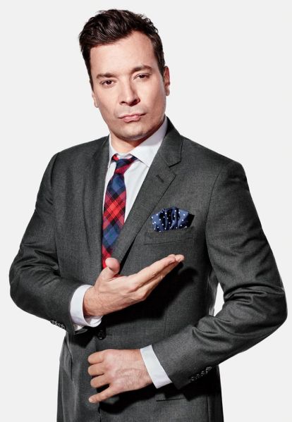 Mr. Fallon shows off his reinvented pocket square (Photo: Courtesy J. Crew). 