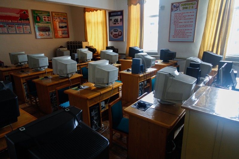 Empty computer room in a primary school in Pyongsong