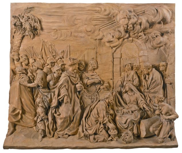 Girolamo Ticciati (1671-1744) Italian, Florence, first half 18th century RELIEF WITH THE ADORATION OF THE MAGI. Est. $107,429-153,470.
