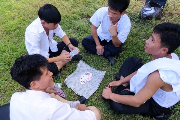 North Koreans relaxing on a Sunday in Moran Hill Park