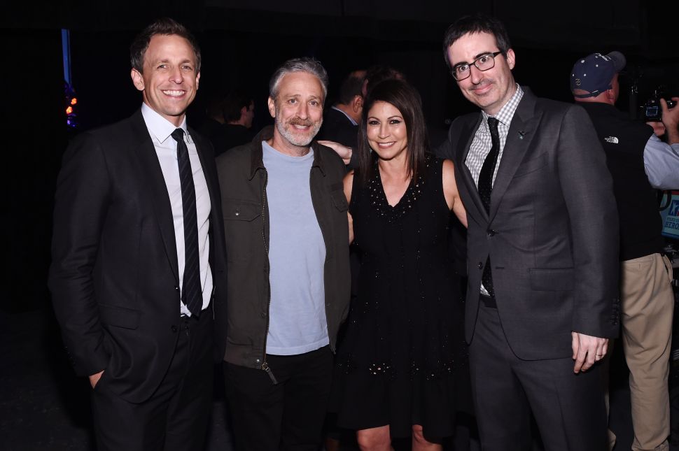 Seth Meyers, Jon Stewart, Caroline Hirsch, John Oliver (Photo: Ilya S. Savenok for Getty Images).
