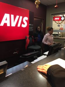 Avis reservation agent Angelline (white shirt) and her manager Shamoura declined to rent a car to an Israeli executive. Both refused to provide their last names.