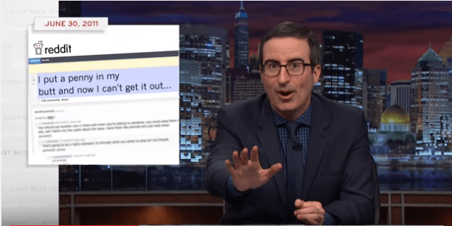 Thanks to John Oliver, you'll never look at pennies, or Reddit, the same way again. (Photo: Screenshot)