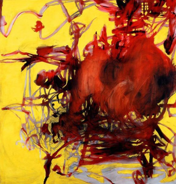 Charline von Heyl, Boogey, 2004. Acrylic, oil, and charcoal on canvas. 82 1/16 × 78 1/8 (208.4 × 198.4) Promised gift of Thea Westreich Wagner and Ethan Wagner P.2011.472. Courtesy of the artist and Petzel, New York