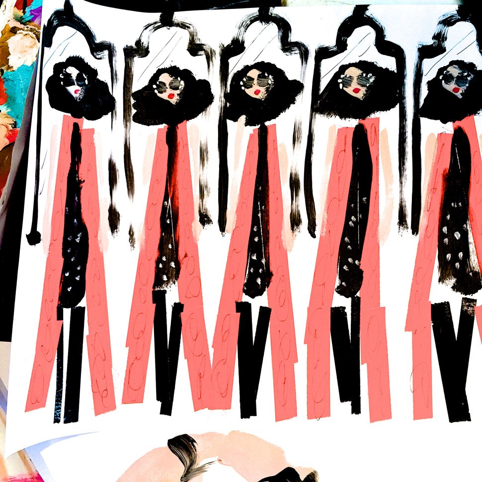 Mr. Robertson's original painting of Ms. Bendet (Photo: Alice+Olivia).