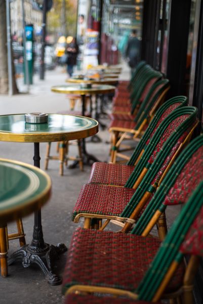 Empty terrasse of Cafe de Flore. (Deborah Copaken)