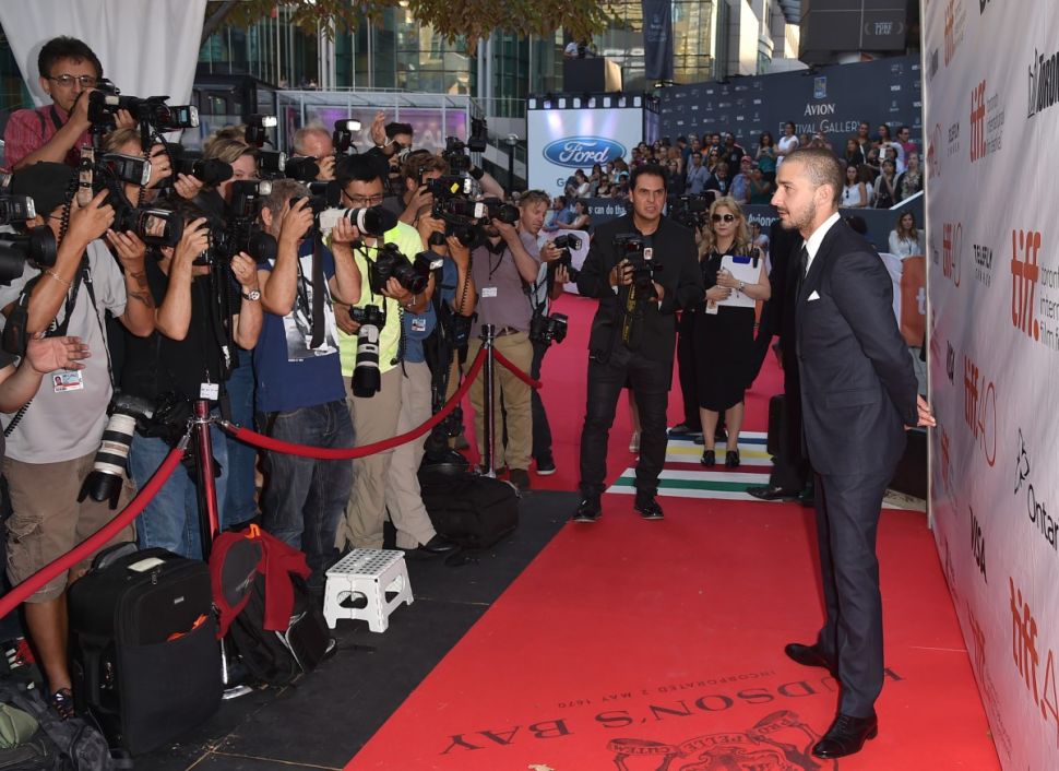 TORONTO, ON - SEPTEMBER 15: Actor Shia LaBeouf attends the "Man Down" premiere during the 2015 Toronto International Film Festival at Roy Thomson Hall on September 15, 2015 in Toronto, Canada. (Photo by Kevin Winter/Getty Images)