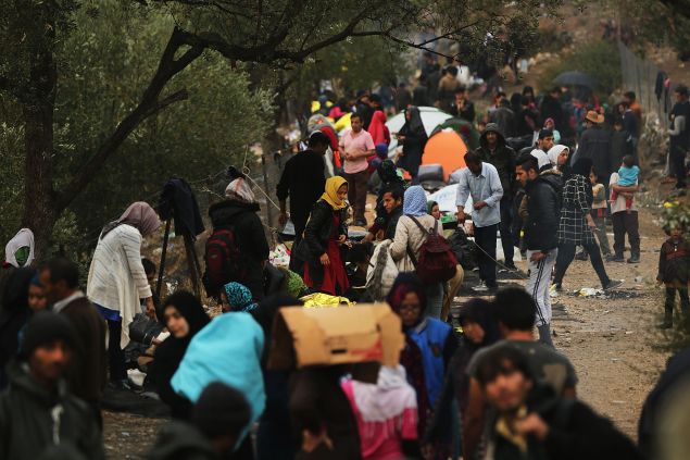 Migrants in Greece last month. (Photo: Spencer Platt for Getty Images)