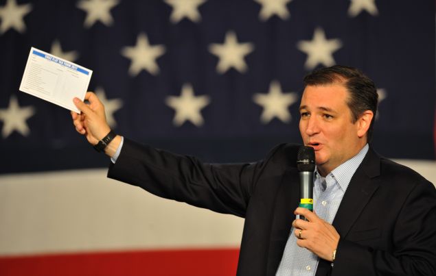 DES MOINES, IA-October 31: Republican presidential candidate Sen. Ted Cruz (R-TX), speaks at the Growth and Opportunity Party, at the Iowa State Fair in Des Moines, Iowa, Saturday October 31, 2015. With just 93 days before the Iowa caucuses Republican hopefuls are trying to shore up support amongst the party. (Photo by Steve Pope/Getty Images)