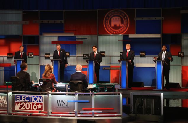 The Republican presidential candidates debate in Milwaukee. (Photo: Scott Olson/Getty Images)