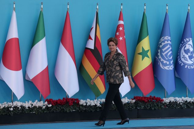 ANTALYA, TURKEY - NOVEMBER 15: Brazilian President Dilma Rousseff arrives during the official welcome ceremony on day one of the G20 Turkey Leaders Summit on November 15, 2015 in Antalya, Turkey. World leaders will use the summit to discuss issues including, climate change, the global economy, the refugee crisis and terrorism. The two day summit takes place in the wake of the massive terrorist attack in Paris which killed more than 120 people. (Photo by Chris McGrath/Getty Images)