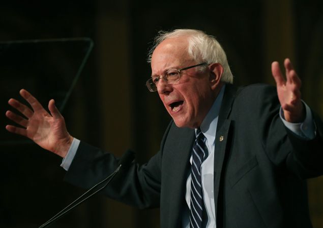 WASHINGTON, DC - NOVEMBER 19: Republican Presidential candidate Sen. Bernie Sanders (I-VT) speaks about combating ISIS and democratic socialism atÊGeorgetown University November 19, 2015 in Washington, DC. Sanders spoke about hisÊvision for creating an American future based on economic and social justice and environmental sanity. (Photo by Mark Wilson/Getty Images)