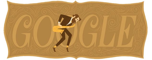 The Google doodle of Adolphe Sax.