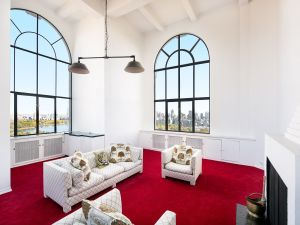 The ceilings are 17-feet high on the top floor.