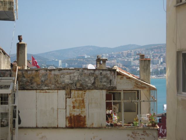 The Turkish flag flies over a home in Ephusus, Turkey. (Photo: Ken Kurson for Observer)