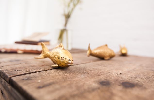 Goldfish hammered in brass (Photo: Emily Assiran for Observer).