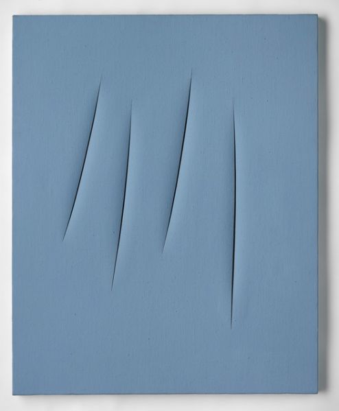 Concetto spaziale, Attese, 1967 Waterpaint on canvas 31 1/2 × 25 3/5 in 80 × 65 cm Courtesy of Robilant+Voena Contact For Price ROBILANT + VOENA