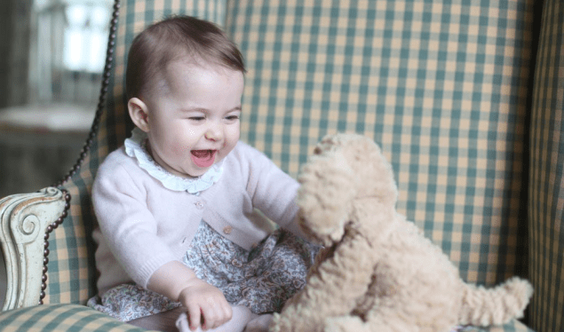 Princess Charlotte shares a laugh with her stuffed animal (Photo: Kensington Royal).