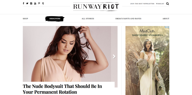 A sneak peek at the Runway Riot homepage (Photo: Courtesy Runway Riot).