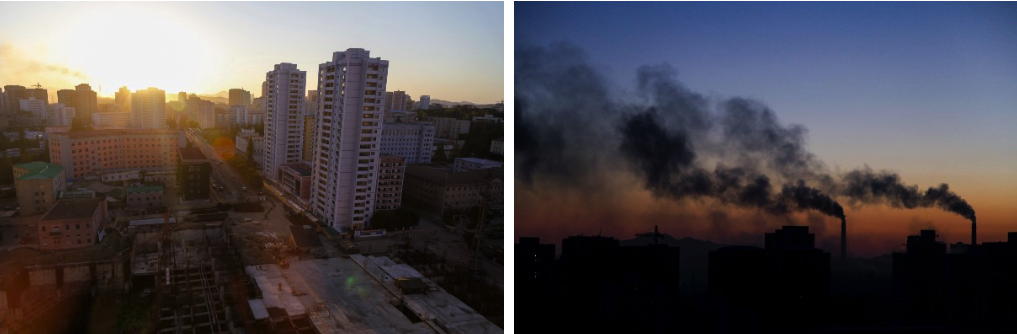 Pyongyang skyline at sunset