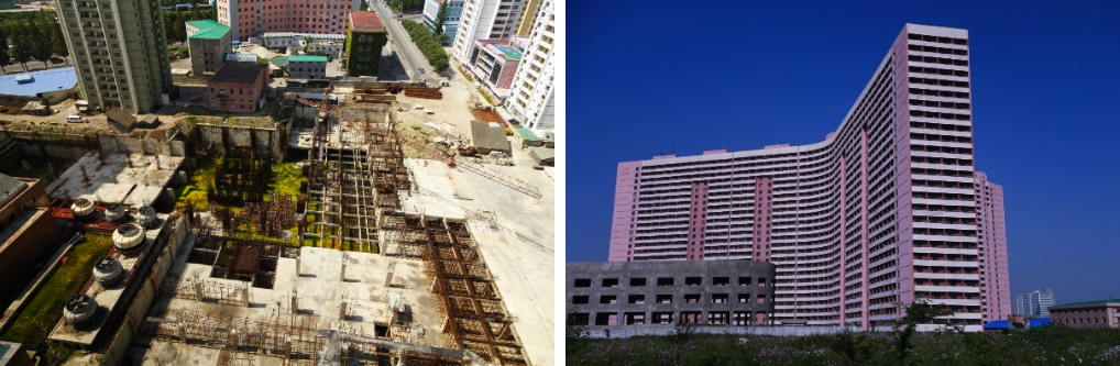 Abandoned construction sites in Pyongyang