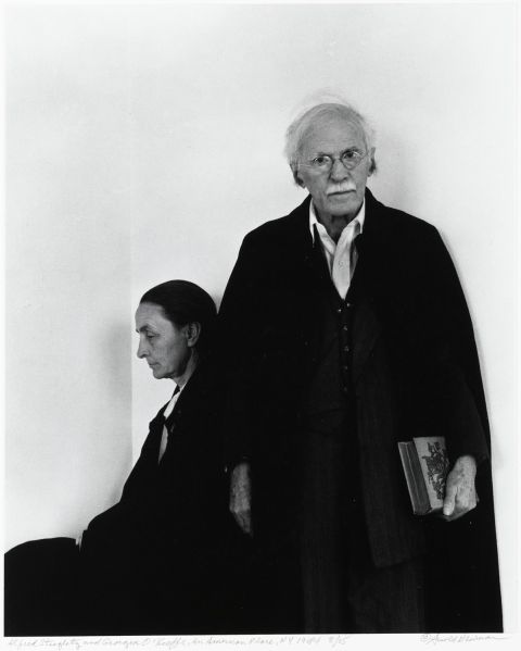 Arnold Newman (American, 1918-2006), Alfred Stieglitz and Georgia O’Keeffe, An American Place, New York City, 1944, gelatin silver print, 14 x 11 in. (35.6 x 27.9 cm). The Jewish Museum, New York, gift of Augusta and Arnold Newman, 1994-19. © Arnold Newman