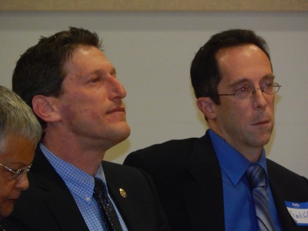 New Jersey State Assemblyman Andrew Zwicker, left, testified Thursday as three bills to offer student loan forgiveness advanced in committee.
