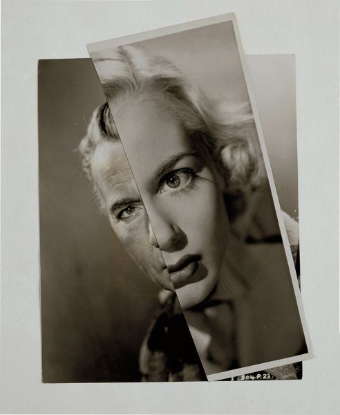 John Stezaker. Marriage (Film Portrait Collage) XXVII, 2007. Collage. 10 1/2 x 7 3/4 inches (26.5 x 19.6 cm). © John Stezaker, photograph courtesy of the Saatchi Gallery, London. Presented in the exhibition "Walkers: Hollywood Afterlives in Art and Artifact," on view at Museum of the Moving Image, Nov. 7, 2015–Apr. 10, 2016. http://movingimage.us/hollywoodafterlives
