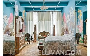 Ms. Deyn's former seashell-themed bedroom. (Douglass Elliman)