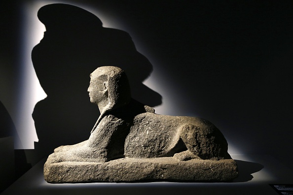 A sphinx (Ist century BC) displayed at the Institut du Monde Arabe (The Arab World Institute) in Paris for the exhibition "Osiris, Egypts Sunken Mysteries," on view until January 31, 2016. A version of the show will travel to London's British Museum. (Photo: Francois Guillot/AFP/Getty Images)