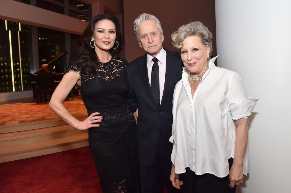 Catherine Zeta-Jones, Michael Douglas, Bette Midler (Photo: Mike Coppola for Getty Images).