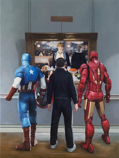 Marc Dennis, Ironman, Captain America and a Russian Mobster Walk Into a Bar, 2015. (Photo: Courtesy the artist and C24 Gallery)