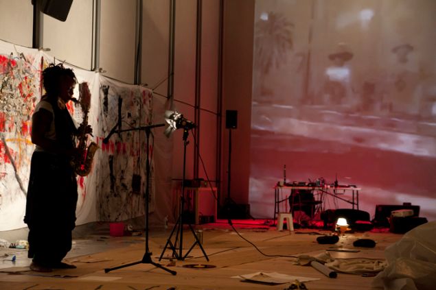 Matana Roberts, i call america, August 9, 2015, at the Whitney Museum of American Art. Photograph by Lindsay Keys