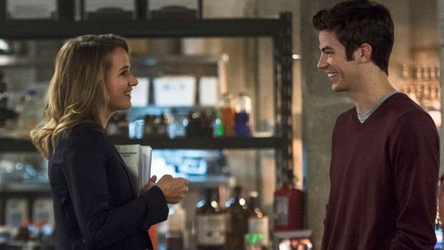 The Flash -- "The Fury of Firestorm" -- Image FLA204A_0007b -- Pictured (L-R): Shantel VanSanten as Patty Spivot and Grant Gustin as Barry Allen -- Photo: Cate Cameron /The CW -- © 2015 The CW Network, LLC. All rights reserved.