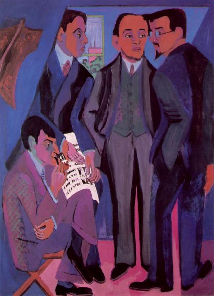 Ernst Ludwig Kirchner, A Group of Artists (The Painters of the Brücke), (1925-26). The painting was included in the Neue Galerie's 2014 exhibition Degenerate Art: The Attack on Modern Art in Nazi Germany, 1937. (Photo: Wikimedia Commons)