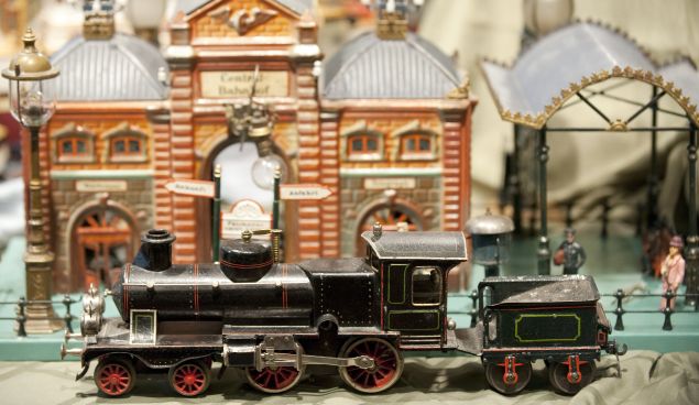 A toy train is on display as part of The Jerni Collection of Toys and Toy Trains, (DON EMMERT/AFP/Getty Images)