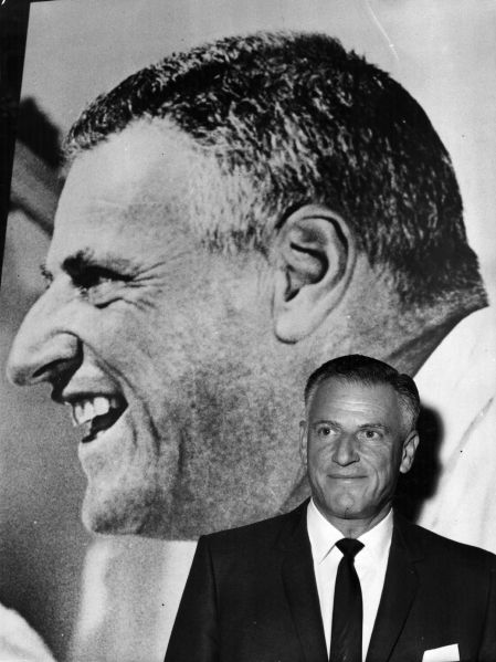 American film director Stanley Kramer (1913 - 2001) holds a press conference about his new film 'It's a Mad, Mad, Mad, Mad World'. (Photo by Keystone/Getty Images)