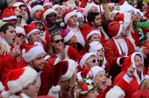SantaCon New York goes wild in December 2014 (DON EMMERT/AFP/Getty Images)