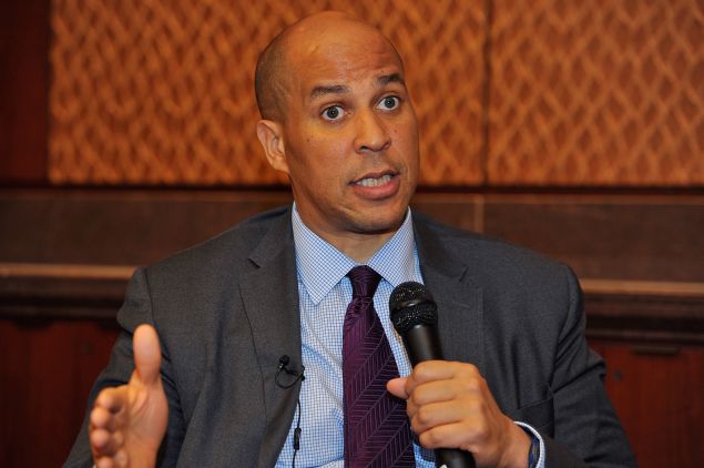 WASHINGTON, DC - SEPTEMBER 30: U.S. Senator Cory Booker (D-NJ) discusses juvenile justice and Fusion's forthcoming documentary "Prison Kids" at the Capitol Visitor's Center on September 30, 2015 in Washington, DC. (Photo by Larry French/Getty Images for Fusion)