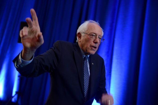 MANCHESTER, NH - NOVEMBER 29: Democratic Presidential candidate Bernie Sanders speaks at the Jefferson Jackson Dinner at the Radisson Hotel November 29, 2015 in Manchester, New Hampshire. The dinner is held annually by the New Hampshire Democratic Party. (Photo by Darren McCollester/Getty Images)