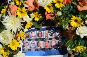 A makeshift shrine to honor victims of the terrorist attack in San Bernardino, California. FREDERIC J. BROWN/AFP/Getty Images).