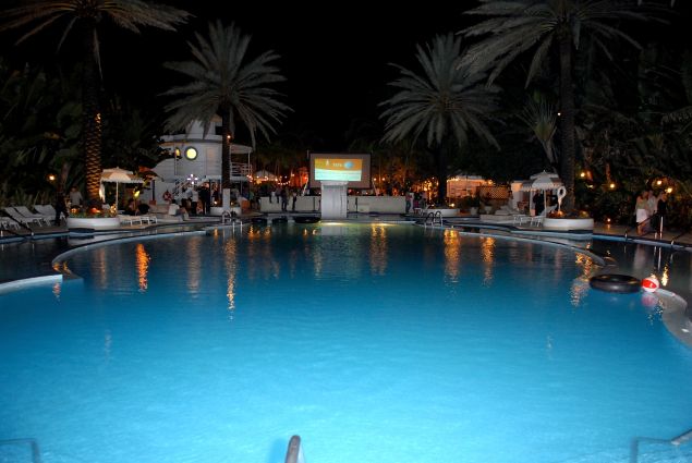 The Raleigh Hotel pool by night. (Jeff Daly/Getty Images for IMG)