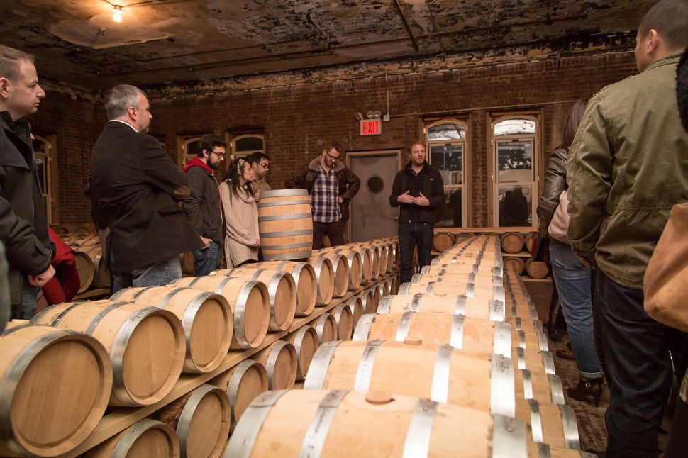 Colin Spoelman, co-founder and master distiller, leads a tour at the Kings County Distillery. (Photo: Kaitlyn Flannagan for Observer)