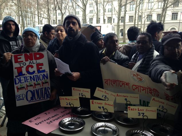 South Asian demonstrators outside Hillary Clinton's Brooklyn headquarters (Photo: Will Bredderman for Observer).